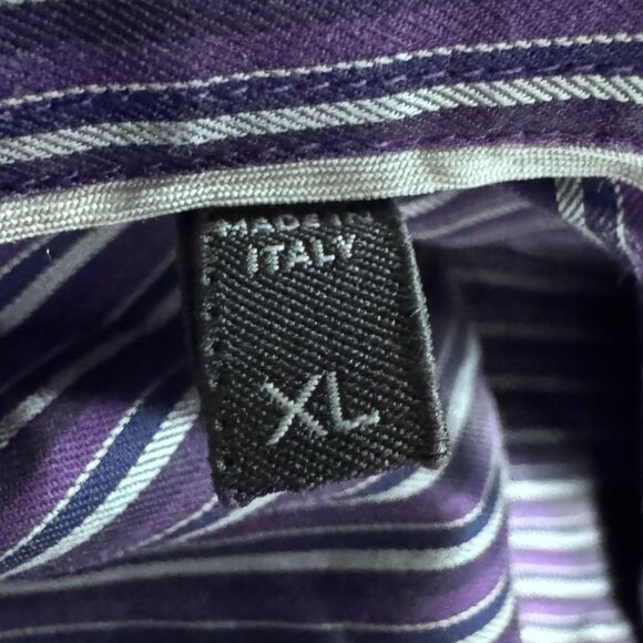 Ermenegildo Zegna Men’s Purple Striped 100% Cotton Long Sleeve Dress Shirt XL - Picture 4 of 8